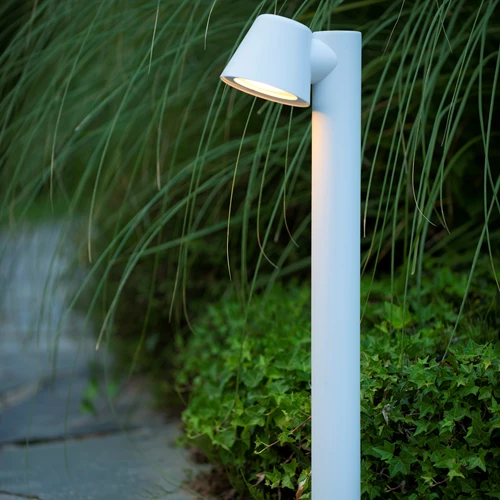 Lucide DINGO-LED - Borne extérieur - LED Dim. - GU10 - 1x5W 3000K - IP44 - Blanc - ambiance 1